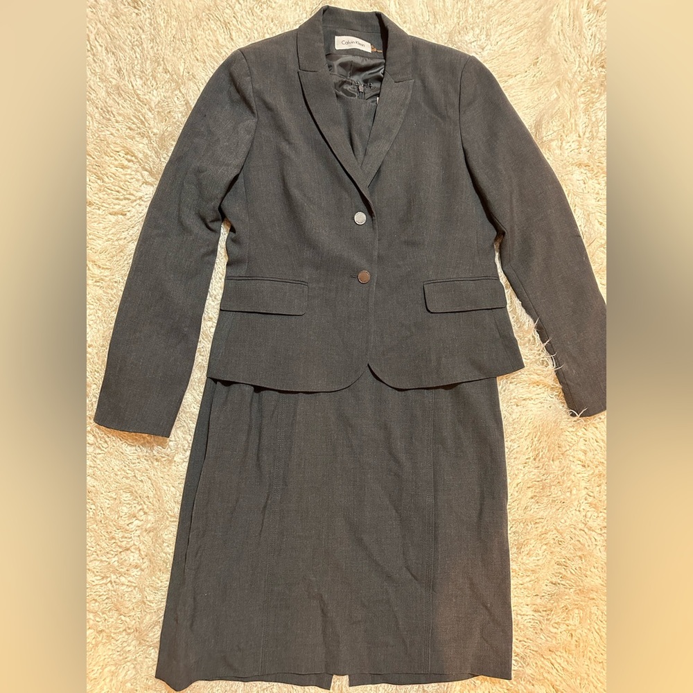 Calvin Klein professional gray dress with matching jacket. Size 12.